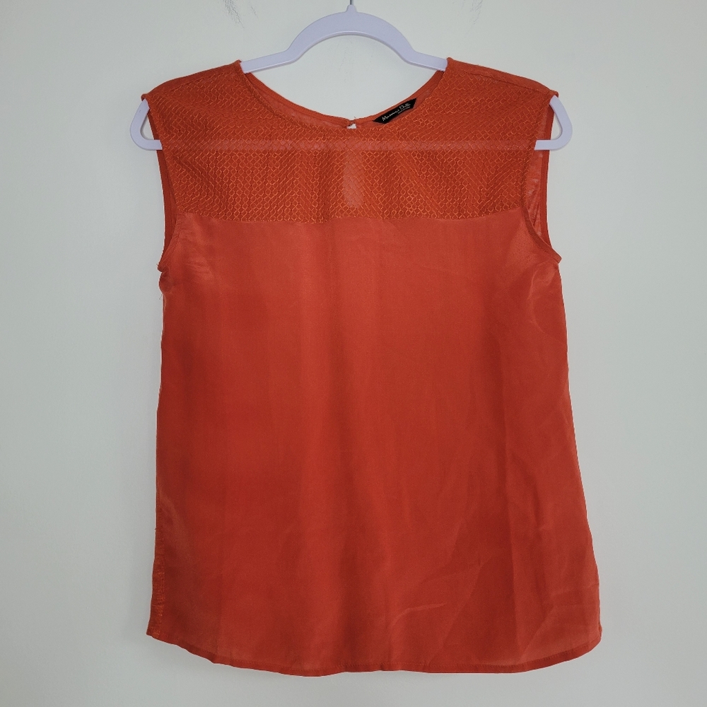 Massimo Dutti Red Orange Sleeveless Blouse Top XS‎